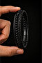 Men's Onyx Stone Leather Bracelet Multi-Layered Black Weave Design Stylish Bracelet with Steel Clip - 6