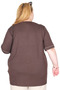 Mode XL Real Big Size Women's T-Shirt Biss Collar Seersucker Pocket U26221 Brown - 5