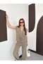 Women's Top and Bottom Set with Zipper and Lace-Up Vest, Wide-Leg Pants, Two-Piece Set - 6