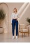 Women's High Waist Mom Boyfriend Jeans with Stitching Detail and Full Lycra