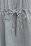 Linen Look Suit with Half Buttoned Sleeves, Elasticated Front, and Tie-Front Skirt - Light Gray - 6