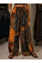 Ethnic Pattern Trousers with Elastic Waist and Tuckered Cuffs