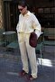 Yellow Transparent Relax Fit Striped Suit Mg2740 - 7