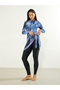 Pack of 2 - Marble Print One Piece Burkini and Chiffon Wrap Skirt