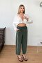 Women's Adjustable Waist Double Pocket Carrot Cut Trousers Khaki - Ms001529 - 4