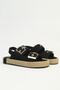Women's Black Suede Double Buckle Straw Sole Daily Comfortable Sandals - 3