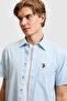 Men's Light Blue Short Sleeve Linen Blend Shirt 50319023-Vr003 - 2