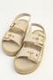 Women's Beige Suede Double Buckle Straw Sole Daily Comfortable Sandals - 2
