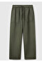 Women's Khaki 100% Linen Drawstring Cigarette Pants with Pockets
