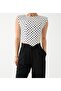 Polka Dot Crop Fitted Blouse - 4