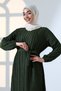 Women's Hijab Long Sleeve Belted Casual Stylish Dress - 4