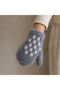 Babushka Vyazhet Grey Knitted Wool Mittens, 100% Wool, White Dot Pattern, Fluffy Winter Gloves for Baby
