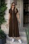 New Season Women's Short-Sleeved Open-Collar Front-Zipper Flared Midi Viscose Holiday Dress