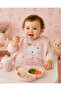 Ballerina Bear Patterned Short Sleeve Waterproof Baby Food Bib with Pockets - 2