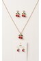 Zircon Stone Cherry Figured Necklace and Earrings Jewelry Set - 5