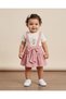 Dar Kalip! Baby Girl Ribbed Fabric Salopet Skirt and T-Shirt 2-Piece Stylish Holiday Set 9-24 Months