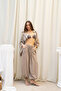 Cozy Shawl Detail Khaki Triple Shirt Pants Linen Set - 2