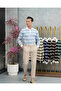 Cotton Lycra Slim Fit Knitted Horizontal Pattern Collar Stripe Detailed Polo Collar Sweater - 5