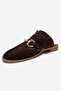 Favor Brown Suede Genuine Leather Closed-Front Women's Slippers - 6