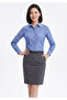 Light Blue Slim Fit Basic Women's Shirt with Pockets at the Waist - 2