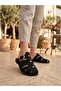 K0021 Women's Flat Slippers with Closed Front Buckle and Studs - 2