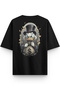 Women's / Men's Semi Oversize T-Shirt Duck Back Printed Black T-Shirt 1380