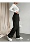 Women's Black Wide-Leg Sweatpants - High-Waisted Relaxed Fit Two-Thread Seasonal Sweatpants - 2