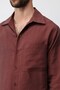 Burgundy Lyocell Blend Wide Collar Men's Shirt - 3