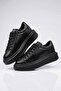 Women's Full Black Leather High Platform Sole Sneaker Sports Shoes - 4