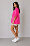 Women's Oversize Basic T-Shirt Set of 2 – Comfortable Fit, Casual Stylish Combination, Combed Cotton Fabric (Fuchsia & Navy Blue Striped) - 4