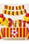 Yellow Red Themed 52 Piece Birthday Set for 8 People, Plate, Cup, Balloon, Streamer