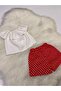 Girl's 2-Piece Set: Madonna Collar White Blouse & Polka Dot Patterned Red Shorts Set - 5
