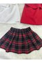 Baby Girl 3-Piece Set: Madonna Collar Blouse & Square Patterned Skirt - 6