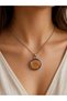 Orange Dried Flower Glass Necklace Gift Unisex 60 cm