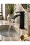 Matte Black Basin Faucet - Modern Bathroom Faucet with Waterfall Flow, Fixed Sink with Dual Water Inlets - 4