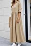 Women's Three Quarter Sleeves V-Neck Slit Long Aerobin Dress - 3