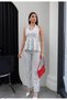 Black and White Polka Dot Halter Neck Flounce Blouse and Pants Set Stylish Summer Combination - 2