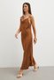 Thin Straps and Back Detail Satin Dress