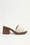 Women's White Knitted Strap Chain Detailed Heeled Slippers - 2