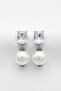 Crystal Stone Pearl Earrings 5 Cm. - 2