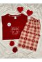 Women's Patterned Cotton Short Sleeve Crew Neck Pajama Set