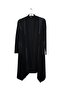Black Color Versatile Cut Leather Print Garnished Cardigan - 3