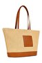 Women's Tan Straw Large Volume Zippered Women's Shoulder Bag - 4