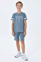 Boy's Licensed Uspa Blue Gray Brand Printed Bermuda Set