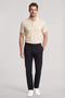 Men's Button Closure Short Sleeve 100% Cotton Beige Polo Collar T-Shirt - 2