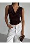 Women's Degaje Collar Sleeveless Blouse Brown