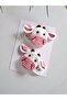 Eid Special Cute Cow Figured Knitted Buckle 2-Piece Eid Gift Pink Detailed Cow Knitted Snap Buckle for Kids Eid Accessory