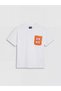 White crew neck embroidered pocket detail girl's t-shirt