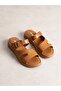 Velmora Tan Genuine Leather Women's Slippers - 4