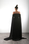 Beaded Embroidered Slit Evening Dress with Cape Sleeves, Wedding, Engagement Dress - 7